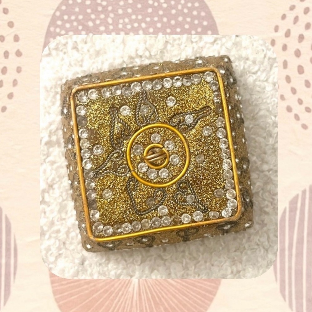 anthropologie engraved gold & silver sparkly jeweled jewelry box